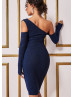 Long Sleeves Royal Blue Lurex Party Dress